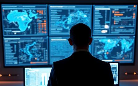 Logistics professional monitoring specialized freight transport on digital displays